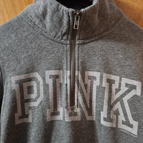 Victoria's Secret PINK Charcoal Zip-Up Sweater - Picture 4 of 4